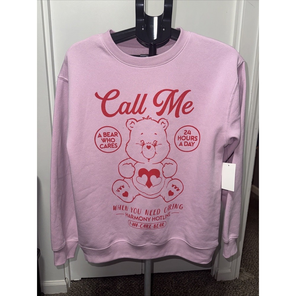 NEW Care Bears Valentine's Day "Call Me" Graphic Sweatshirt Women's Medium